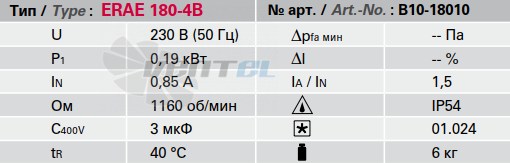 Rosenberg ERAE 180-4 B - описание, технические характеристики, графики